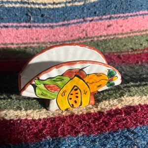 Mexican Pottery.....Small Fan Shaped Party Napkin Holder